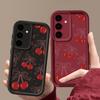 Cherry Pattern Matte Soft Case For Smausng S25 Plus S24 FE S23 Ultra A36 A56 A16 A26 A15 A55 A35 A06 Lens Protection Shockproof TPU Phone Cover