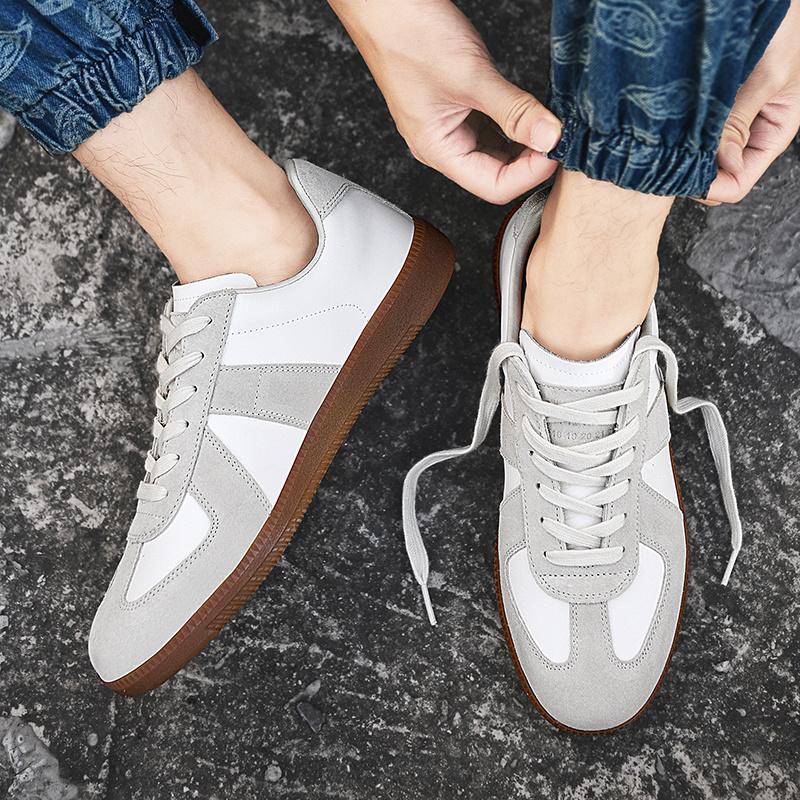 Fashion Leisure Walk Tenis Masculino Trainers Fashion Leather Men's Casual Shoes Lace Up Simple Vulcanize Shoes Outdoor Male Sneakers