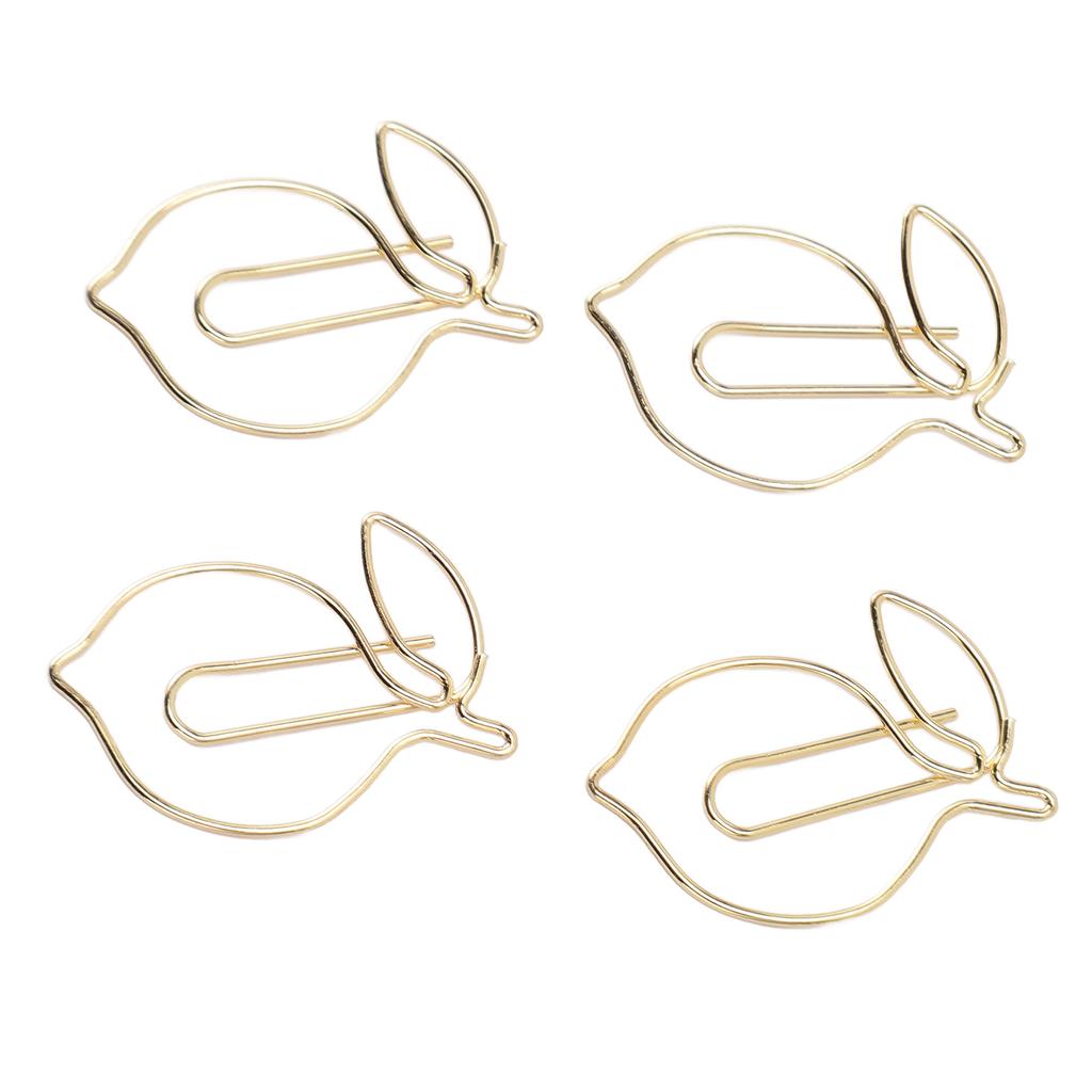 100 Pcs Paper Clip Gold Cute Lemon Shaped Bookmark Clips with Transparent Box for Office School Home Use
