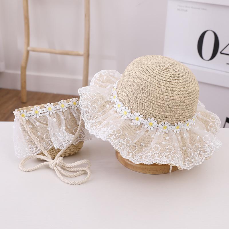 Summer Children's Sun Protection Beach Straw Hat Princess Girl's Vacation Woven Sun Hat