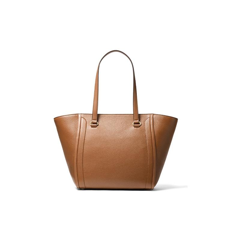 Michael Kors Женская кожаная сумка-тоут Carine с однотонным логотипом-буквой для поездок на работу, коричневая 30S1GCCT3L230