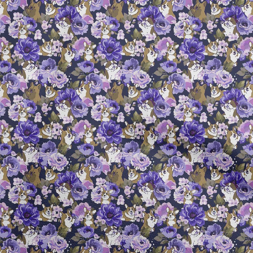 oneOone Ткань Cotton Flex Black с цветочным принтом и щенками, ткань для платья, ярд, 40 дюймов