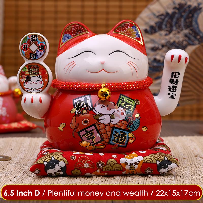 6,5/8,5 дюймов Керамический манящий кот Манеки Неко Украшение Качели Кот Удачи Украшение Фэн-шуй Центральная часть Бизнес Подарок