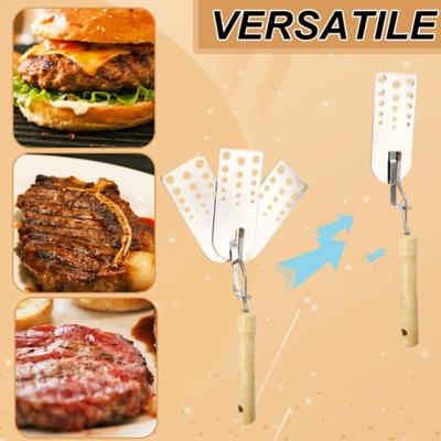 Креативная горячая лопатка для мясных котлет, 3-в-1, флиппер для бургеров из нержавеющей стали, многоцелевой кухонный гаджет для барбекю, сковороды, блинов