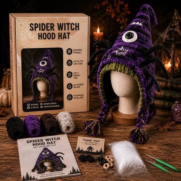 DIY Crochet Kit with Hood Hat, Handmade Knitted Animal Hat, Portable Creative Craft Gift for Beginners, 41 Styles
