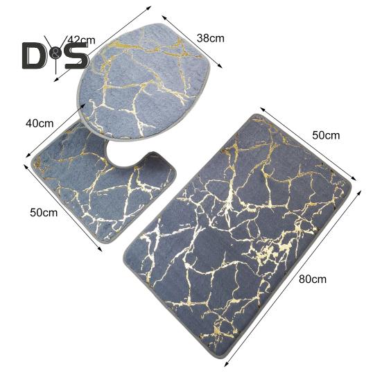 Нескользящий 3 шт./компл. ковер для унитаза, быстросохнущий полиэстер, мрамор, крышка для унитаза, коврик для ванной комнаты