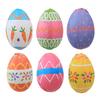 6Pcs Colorful Foam Easter Egg Hanging Decorations with Lanyard Exquisite Patterns Durable Material Simulation Egg Ornaments
