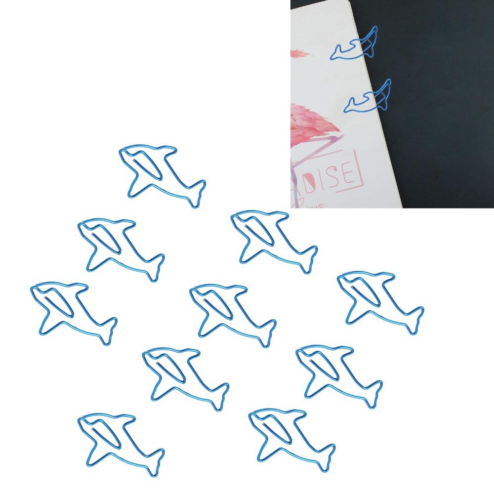100Pcs Dolphin Shape Metal Paperclips Blue Cute Paper Clips Paper Clips Document Organization
