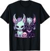 Kawaii Pastel Goth Cute Creepy Cat Bat Skeleton T-Shirt Print Original Design Gifts T Shirts Mens Clothing Camisas Streetwear