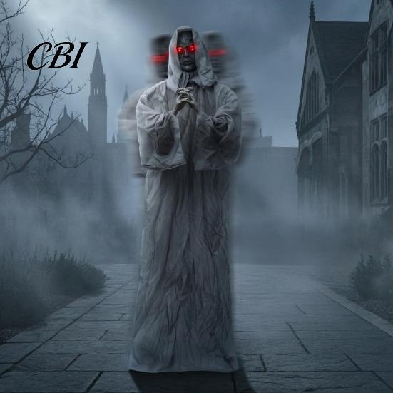 Foldable Gray Robe Ghost Decor Animated Spooky Standing Halloween Decoration, Sound Activated Nun Skeleton Haunted House Creepy for Yard Prop with And