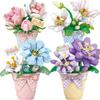 MOC CUTE Bouquet Flowers Succulent Flowerpot Plant Snow Lotus Rose Lily Model Building Blocks Sets Bricks Toy City
