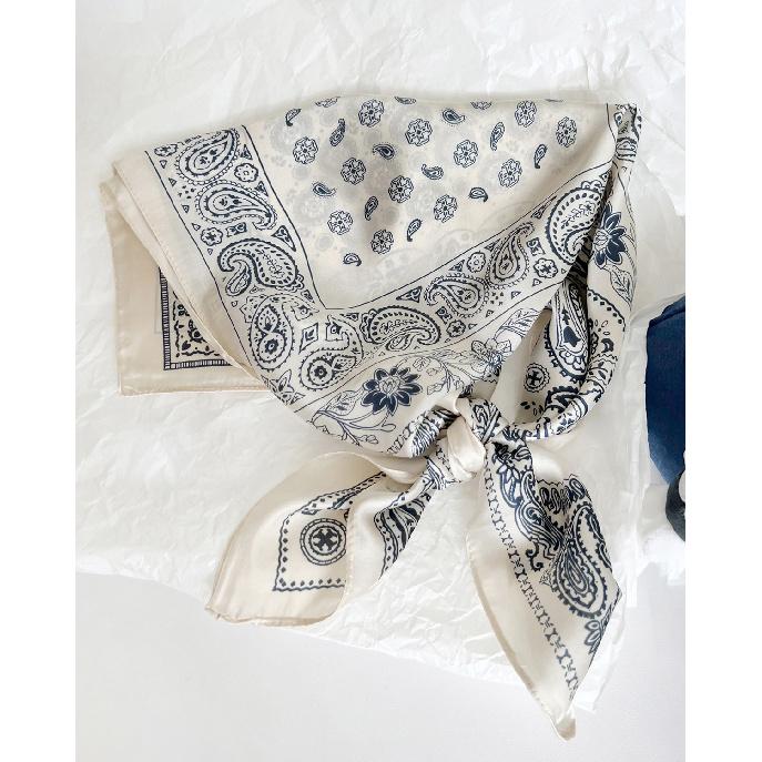 Spring New Vintage Fashionable Totem Silk Scarf Headscarf Women'S Versatile Cashew Flower Scarf Spring Summer Autumn Square Scarf
