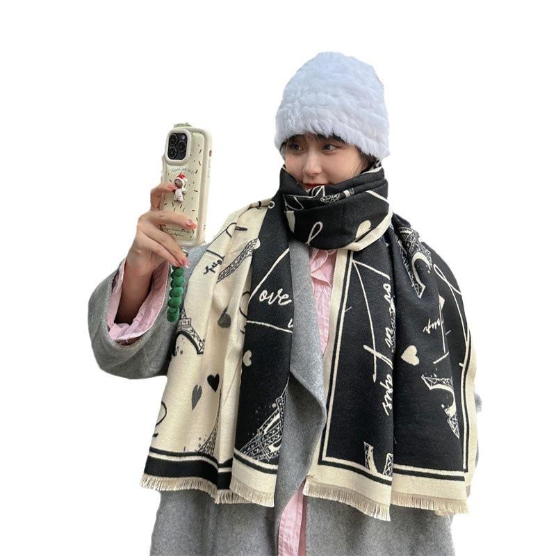 The New Model Is a Winter Construction Wind Tower Scarf, Cashmere Warm Scarf, Student Male and Female Couples Scarf.