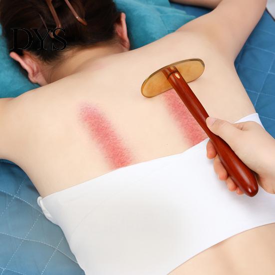 Professional Body Massage Tool Brass Gua Sha Scraper, Long Handle for Back Portable Self Care Equipment Neck, Meridian Relaxation Stick Care, Home Spa