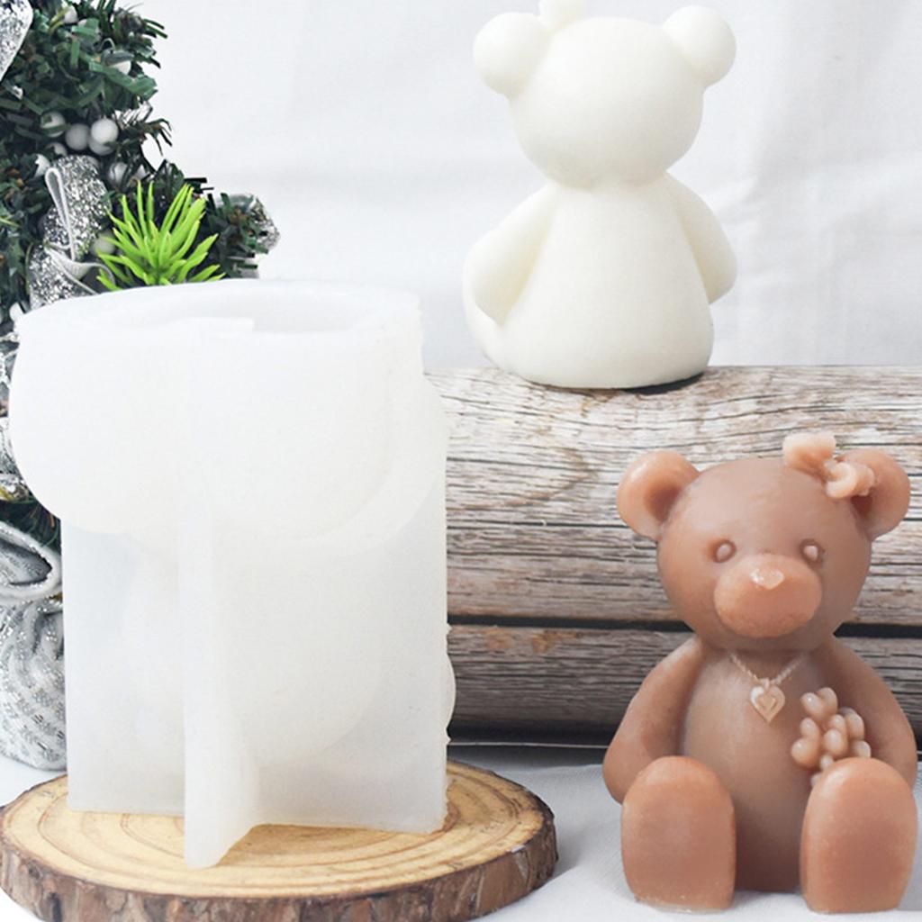 Форма для свечи в виде медведя, силиконовая форма для свечи в виде животного для DIY свечей, мыла, гипсовых украшений, антипригарная, легко извлекаемая