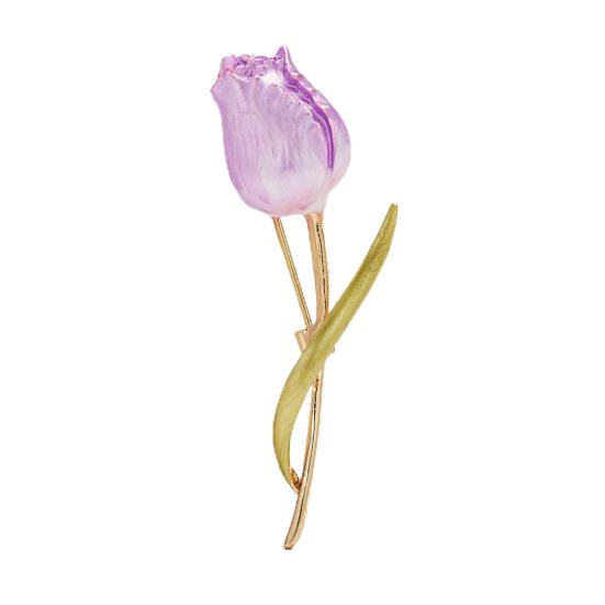 Изысканная брошь для романтической вечеринки, эмаль, розовый цветок тюльпана, брошь, аксессуары для костюмов