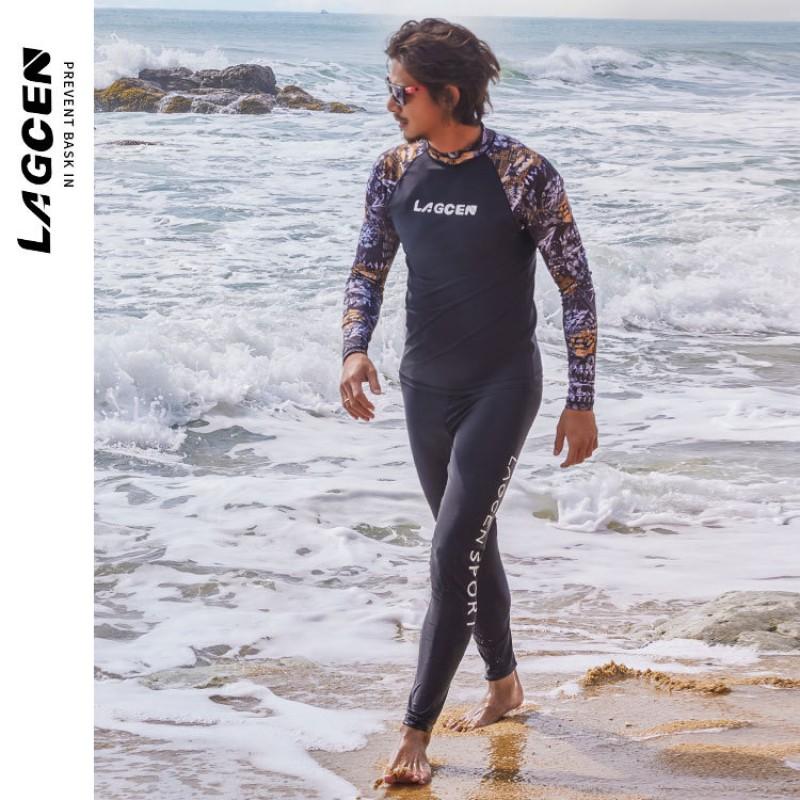 Mens Long Sleeve UV Protection Rash Guard Surfing Diving Swimming Beach Water Sports