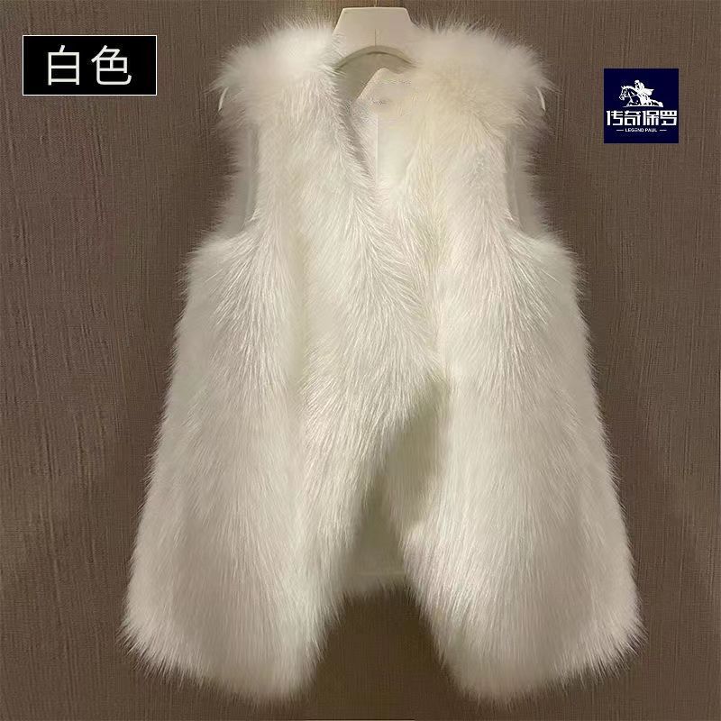 Осенний новый жилет из искусственного меха корейской версии, женский жилет средней и длинной длины, приталенный пуховый жилет, модное пальто в иностранном стиле