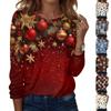 Women's Fashion Casual H Printed V-Neck Long Sleeve Decorative Button T-Shirt Tops