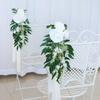 1 Pc Church Chair Decor Wedding Aisle Decorations for Wedding Ceremony Pew Flowers for Party Decor with Artificial Flowers Eucalyptus Ribbons White