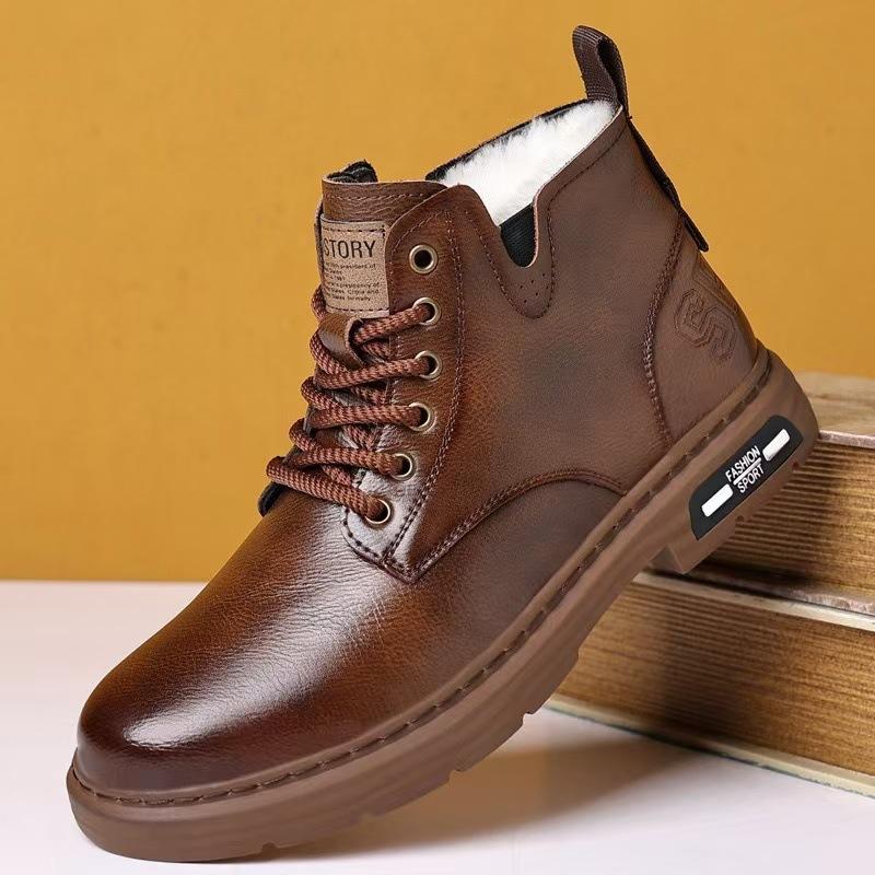 Мужские ботинки мартин осенние высокие дышащие повседневные модные универсальные ретро кожаные ботинки в британском стиле рабочие короткие ботинки мужские