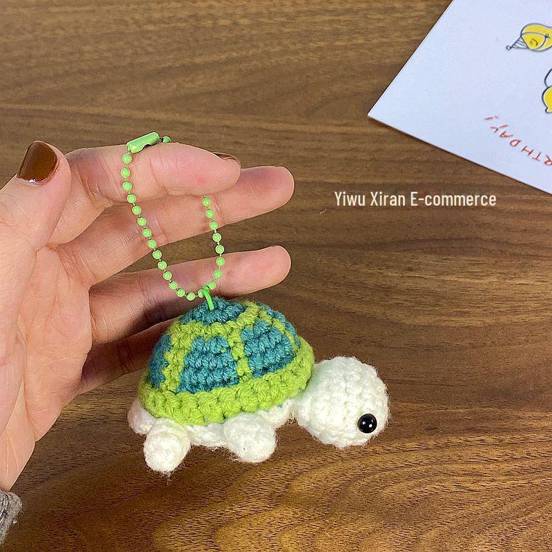 Милый брелок для ключей в виде черепахи, связанный крючком - мини-сумка из шерсти с рисунком