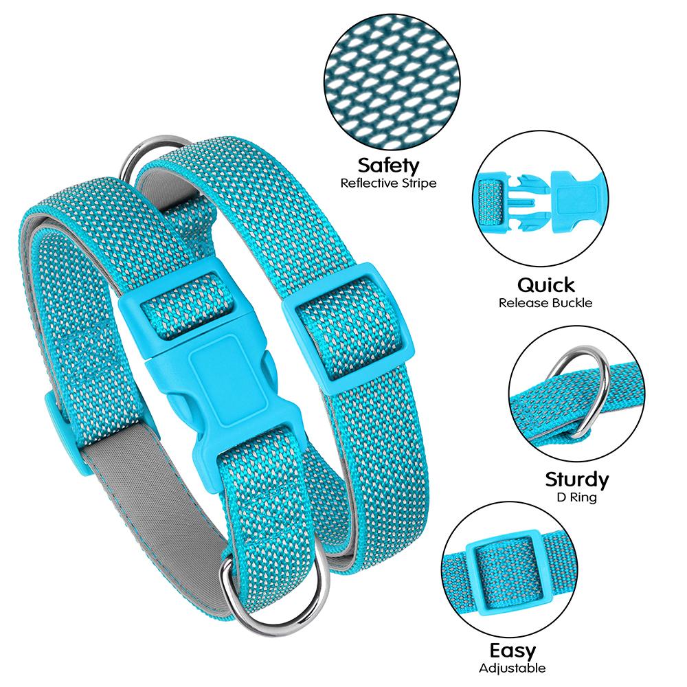 Светоотражающий ошейник для собак, прочный нейлоновый ошейник для собак, ожерелье, регулируемые ошейники для щенков для маленьких и больших собак, мопсов, безопасность в ночное время