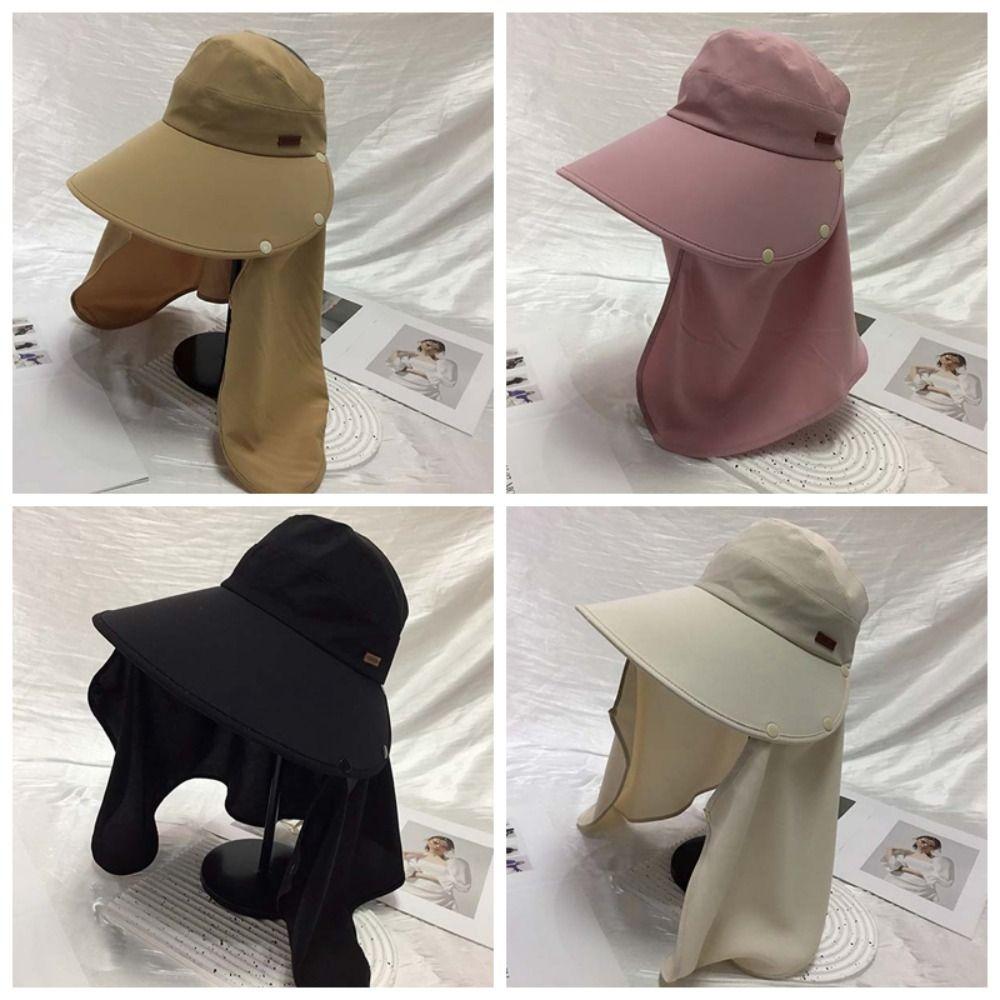 Кепка-козырек с широкими полями, защита от УФ-лучей, однотонная, шляпа с защитой шеи, маска, шляпа для сбора чая, лето
