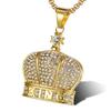 Europe, America, Hip Hop, Jewelry, Gold-plated Diamond KING King Crown Pendant