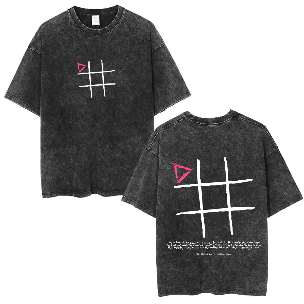 Washed Vintage Ed Sheeran Play Graphic Tshirt Men Women Hip Hop Fashion Pop Music T Shirts Mens Gothic Oversized Streetwear