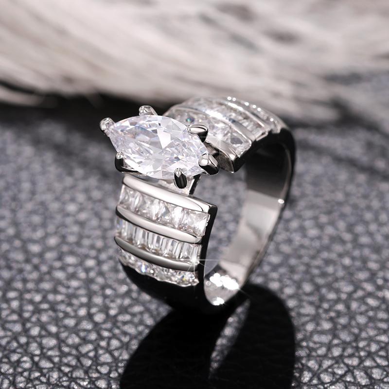 Huitan Великолепное женское кольцо с инкрустацией brilliant marquise CZ, геометрический дизайн, аксессуары для вечеринки, модные свадебные, очаровательные украшения