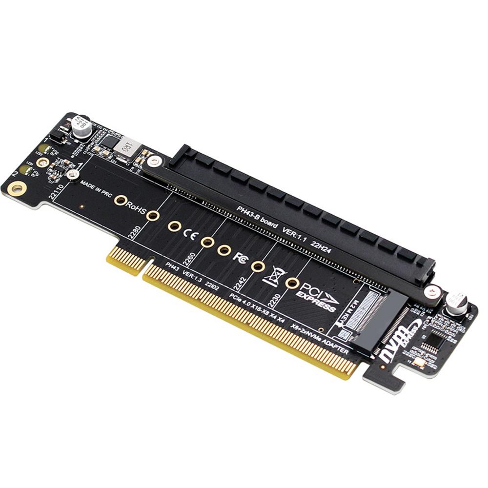 PCI-e 4.0 X16 To X8+x4+x4 Split Expansion Card 2X M.2 NVME SFF-8639 Card Adapter