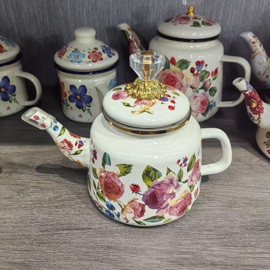 Эмаль Эмаль Масляный горшок Кофейник Чайник Ностальгический Эмалированный Винный горшок Отель Горячий горшок Индукционная плита Универсальный