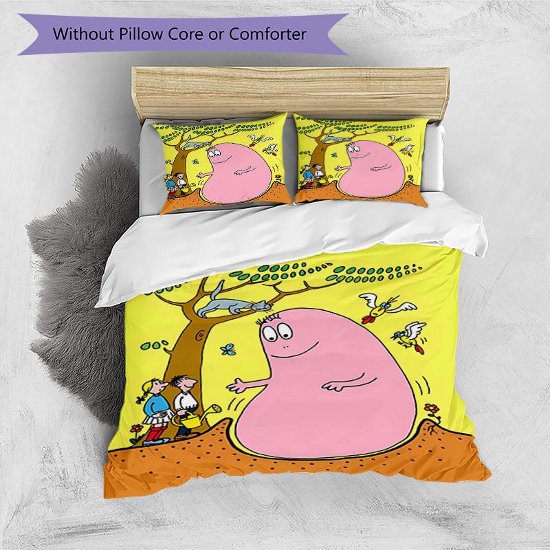 3pcs Barbapapa pattern bedding set duvet cover set includes duvet cover &pillowcases, perfect all season bedroom decoration & gift