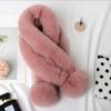 Thick Winter Women Neck Warmer Collar Neckerchief Plush Cross Scarf Faux Rabbit Fur Thickened Plush Ball Thermal Scarf