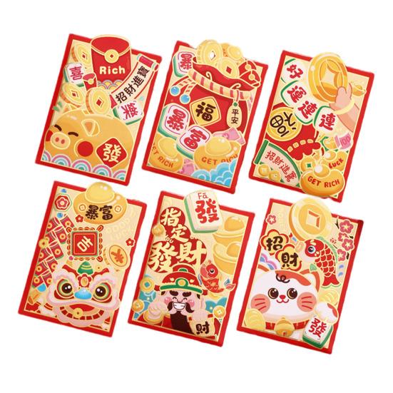 6 шт. Красные конверты 2025 Китайский лунный Новый год Красный карманный год