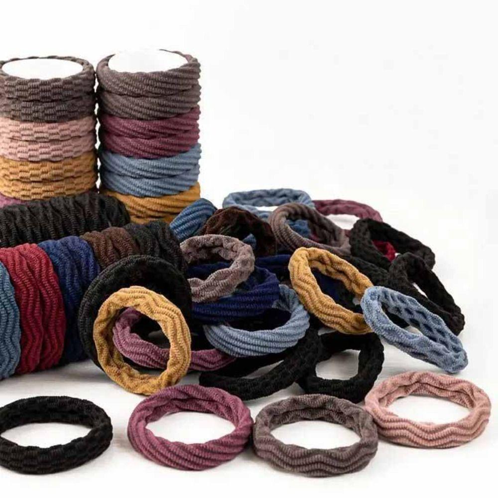 10Pcs Thick Rubber Bands Elastic Ponytail Holder Solid Color Hair Rope Women