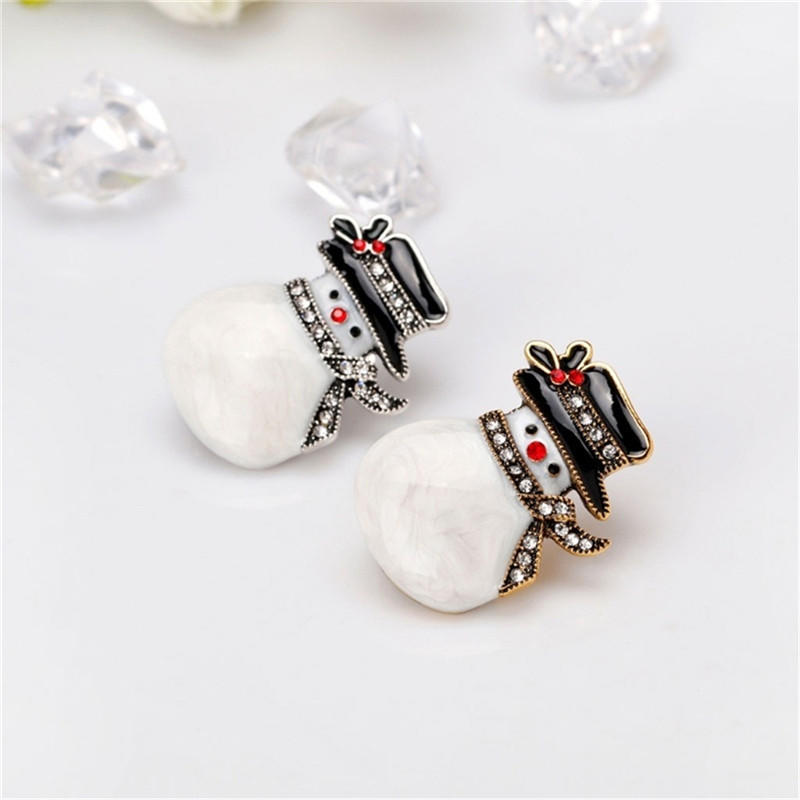 Rhinestone Snowman Hat Scarf Christmas Breastpin Corsage Women Brooch Pins Xmas Accessories