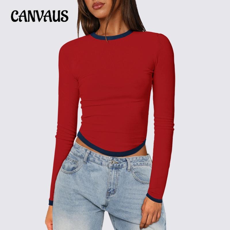 Женские весенне-летние новые облегающие топы с длинными рукавами и круглым вырезом, популярные цвета, укороченные топы-пуловеры