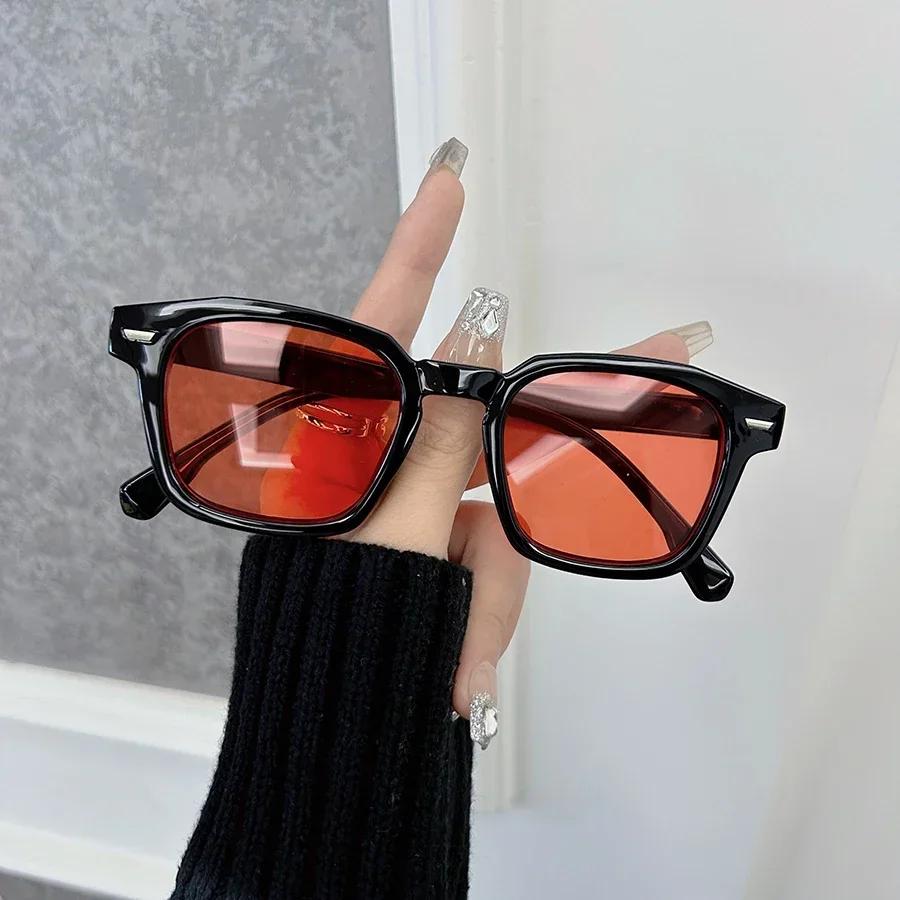 Повседневные Прямоугольные Элегантные Классические Солнцезащитные Очки Мужские Женские Модные Винтажные Солнцезащитные Очки Мужские Однотонные Брендовые Очки