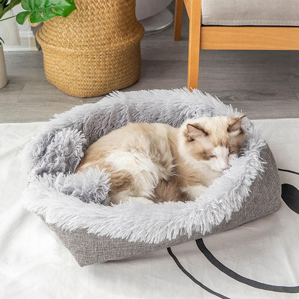 Зимняя теплая складная спальная кровать для домашних животных, собак и кошек, пушистый плюшевый коврик двойного назначения, одеяла