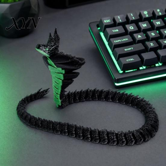Декоративное украшение-змея для коллекции, Позабельная 3D-печатная фигурка с подвижными суставами экзотического животного, Гибкие позы, Настольное украшение в темной тематике