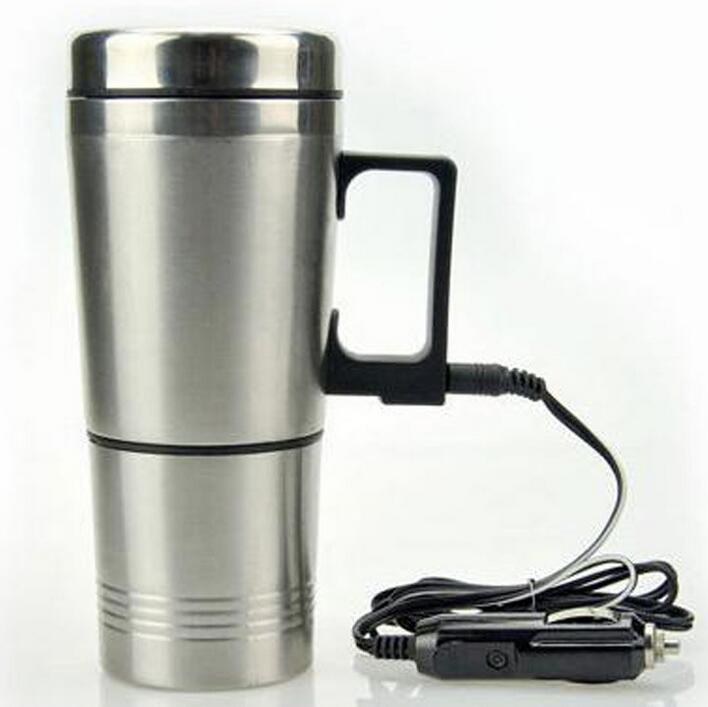 Cup Electric Kettle Steel Stainless Heating Car Tea Coffee Travel Maker Mug Pot
