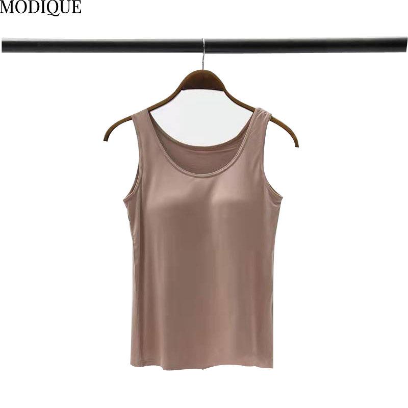MODIQUE женская повседневная майка с подкладкой для груди без косточек жилет женская подтяжка майка основа большой размер майка нижнее белье