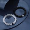 2pcs Beaded Bracelet, Boyfriend Gift Dating Gift Black and White Round Bead Bracelet
