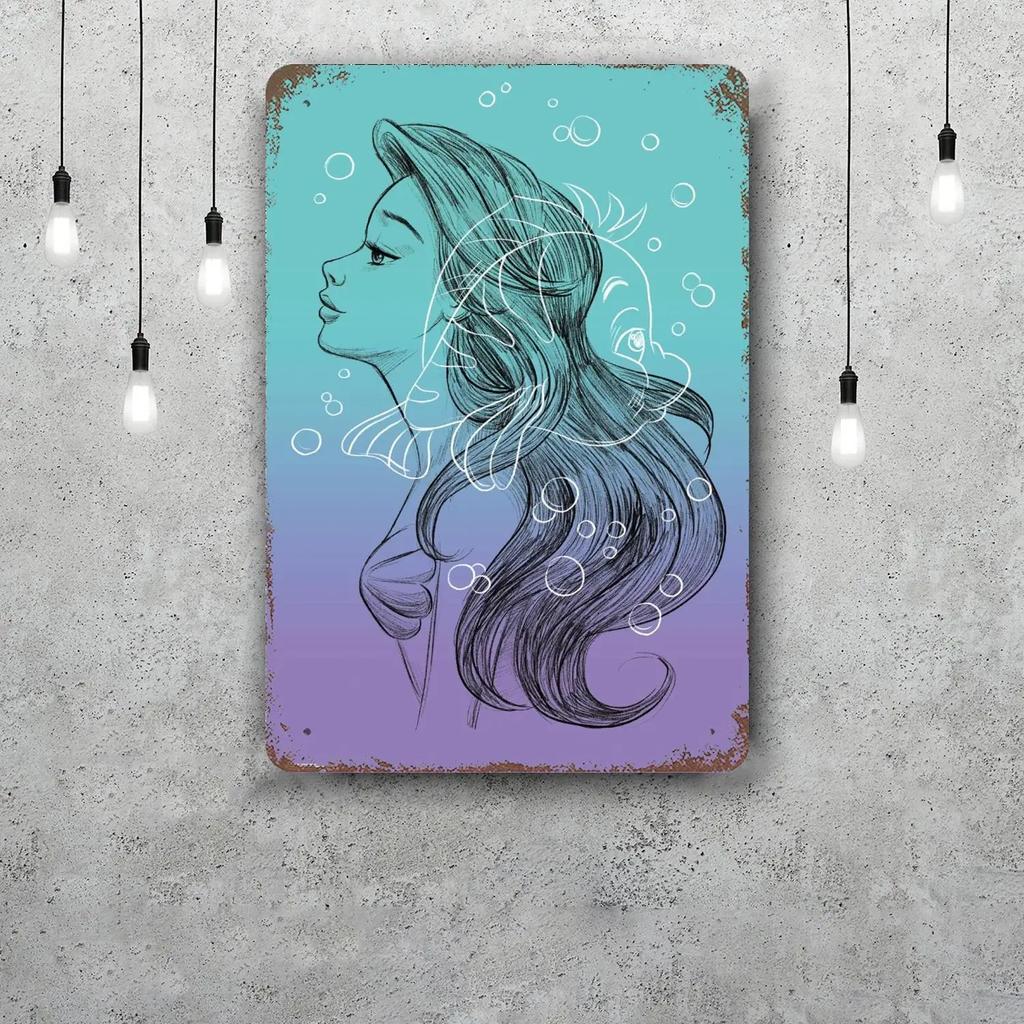 MINISO The Little Mermaid (Signature Edition) Decor Poster Tin Sign Metal Sign Decorative Plaque Pub Bar Cave Wall Decoration
