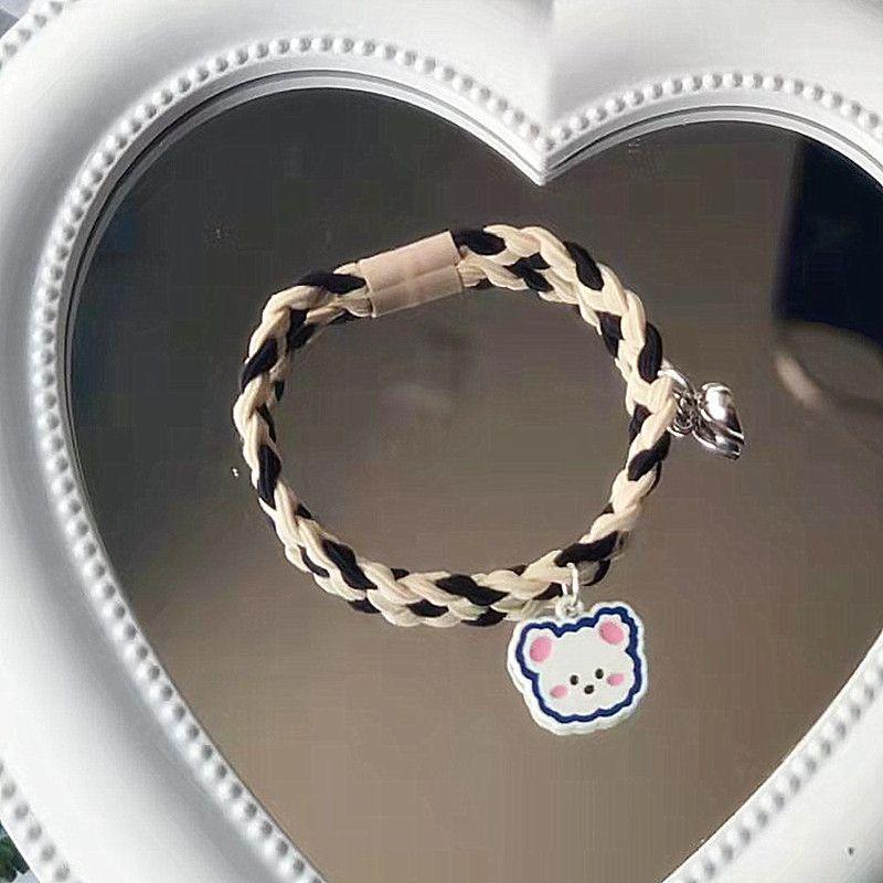 Original Two-Color Braided Little Bear Couple Bracelets & Hair Ties - Korean Version