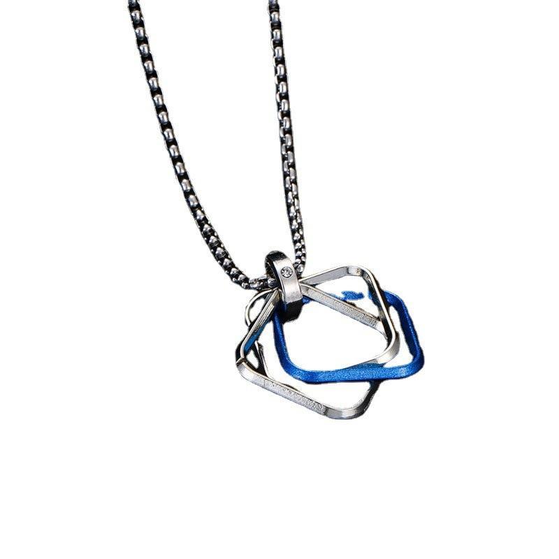 Three-Ring Geometric Titanium Steel Necklace For Men And Women Trendy Cool Simple Personality Couple Titanium Steel Pendant Hip-Hop Jewelry