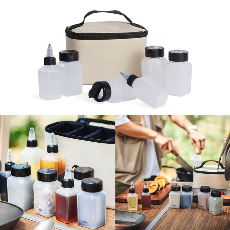 Набор из 6 портативных бутылочек для специй Кухонный контейнер для специй Банка для специй для барбекю на открытом воздухе Пикник Принадлежности Легко носить