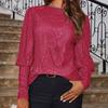 Women Tops Round Neck Lantern Long Sleeve Jumper Tops Loose Fit Glitter